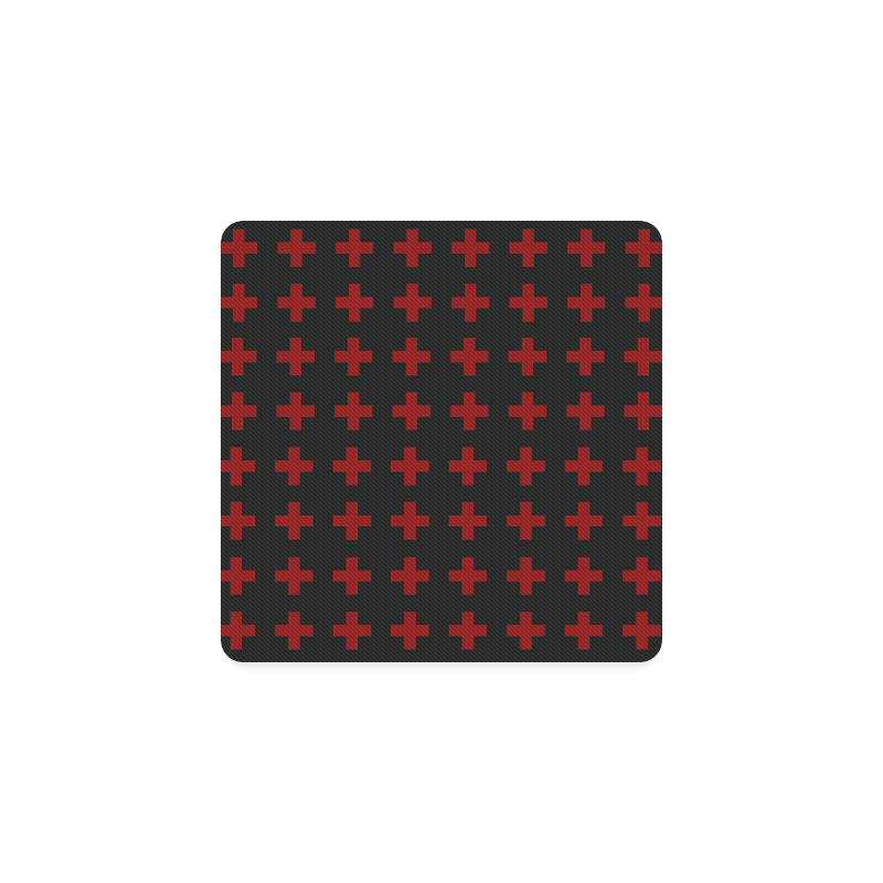 Punk Rock Red Crosses pattern Square Coaster