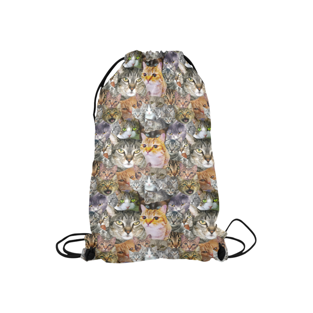 Cat pattern Small Drawstring Bag Model 1604 (Twin Sides) 11"(W) * 17.7"(H)