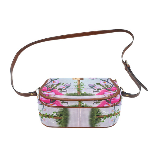 cute birds with butterflies Saddle Bag/Small (Model 1649) Full Customization
