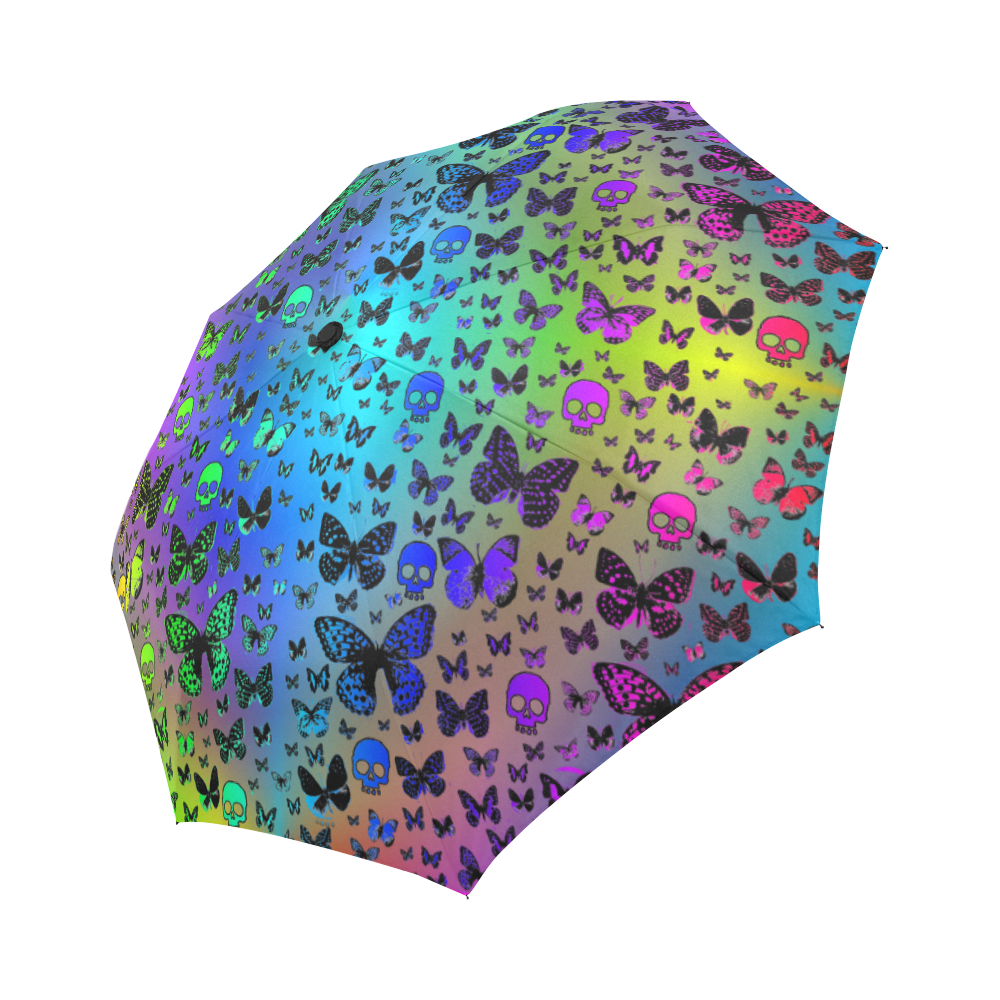 Skulls & Butterflies Auto-Foldable Umbrella (Model U04)