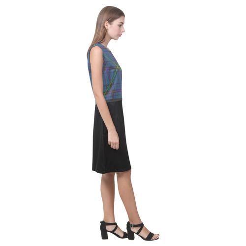 Neon Plaid modern 80's design Eos Women's Sleeveless Dress (Model D01)