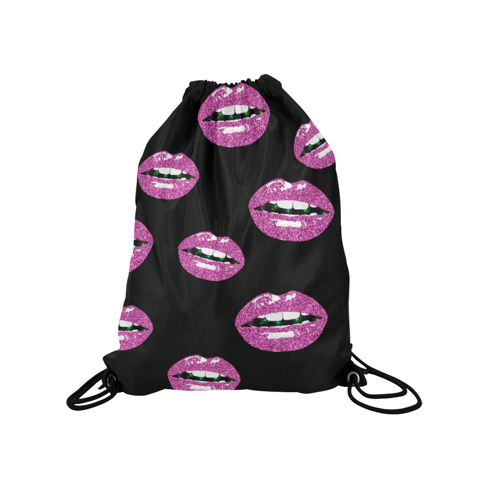 Glittery Kiss Medium Drawstring Bag Model 1604 (Twin Sides) 13.8"(W) * 18.1"(H)