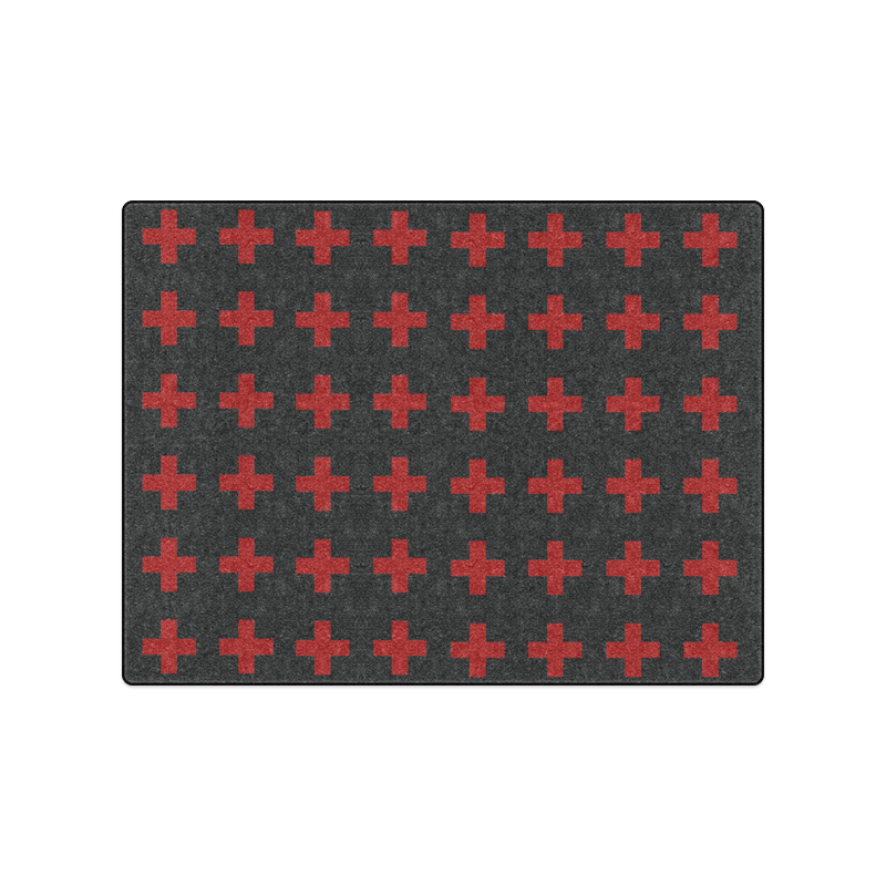Punk Rock style Red Crosses pattern Blanket 50"x60"