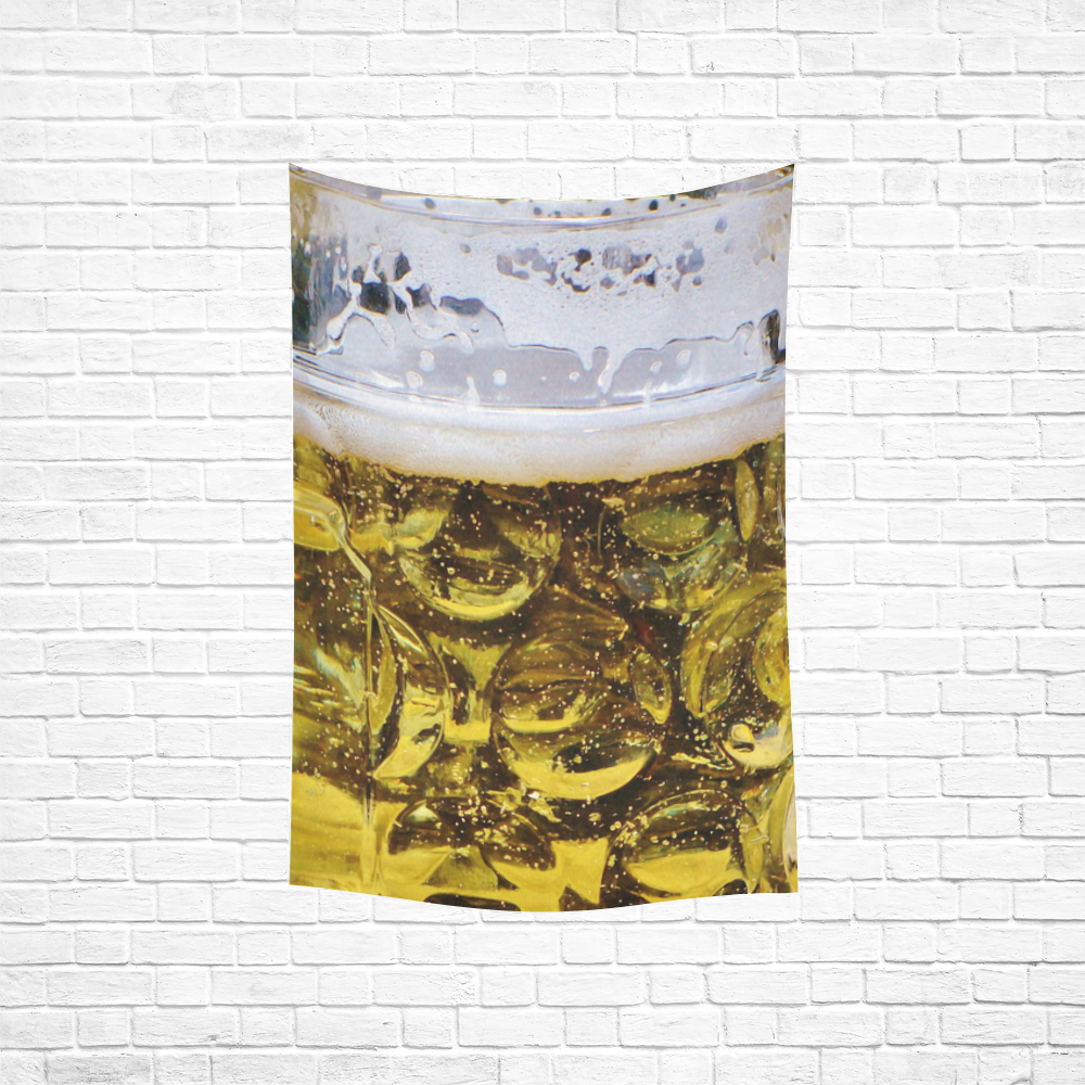 Photography - real GLASS OF BEER Cotton Linen Wall Tapestry 40"x 60"