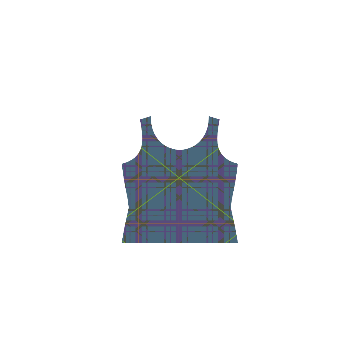 Neon Plaid modern 80's design Sleeveless Splicing Shift Dress(Model D17)