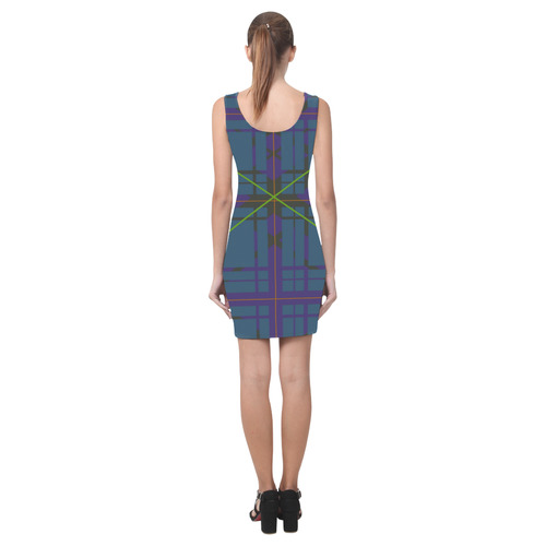 Neon Plaid modern 80's design Medea Vest Dress (Model D06)