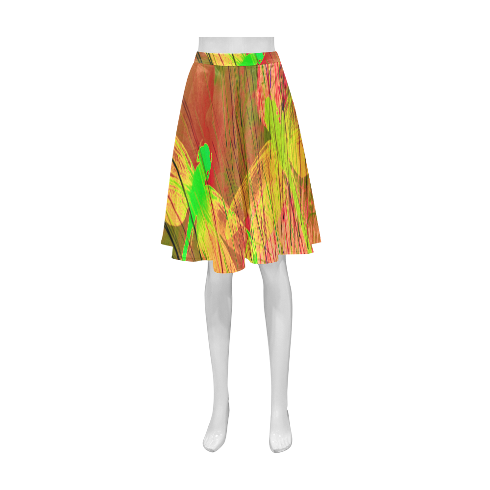 Dragonflies & Flowers Summer Q Athena Women's Short Skirt (Model D15)