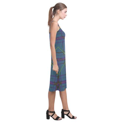 Neon Plaid modern 80's design Alcestis Slip Dress (Model D05)
