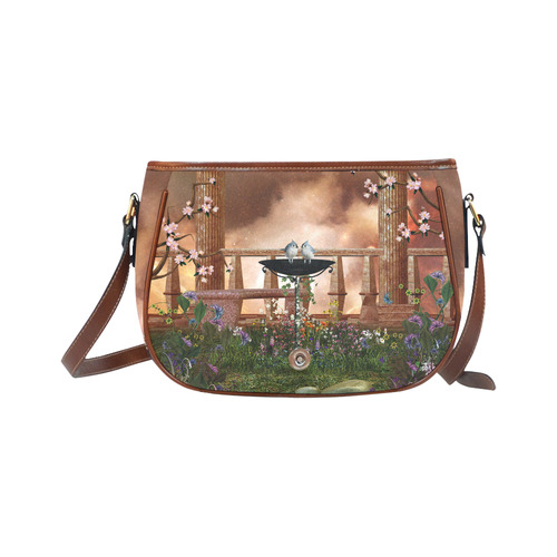 Cute birds in the sunset Saddle Bag/Large (Model 1649)