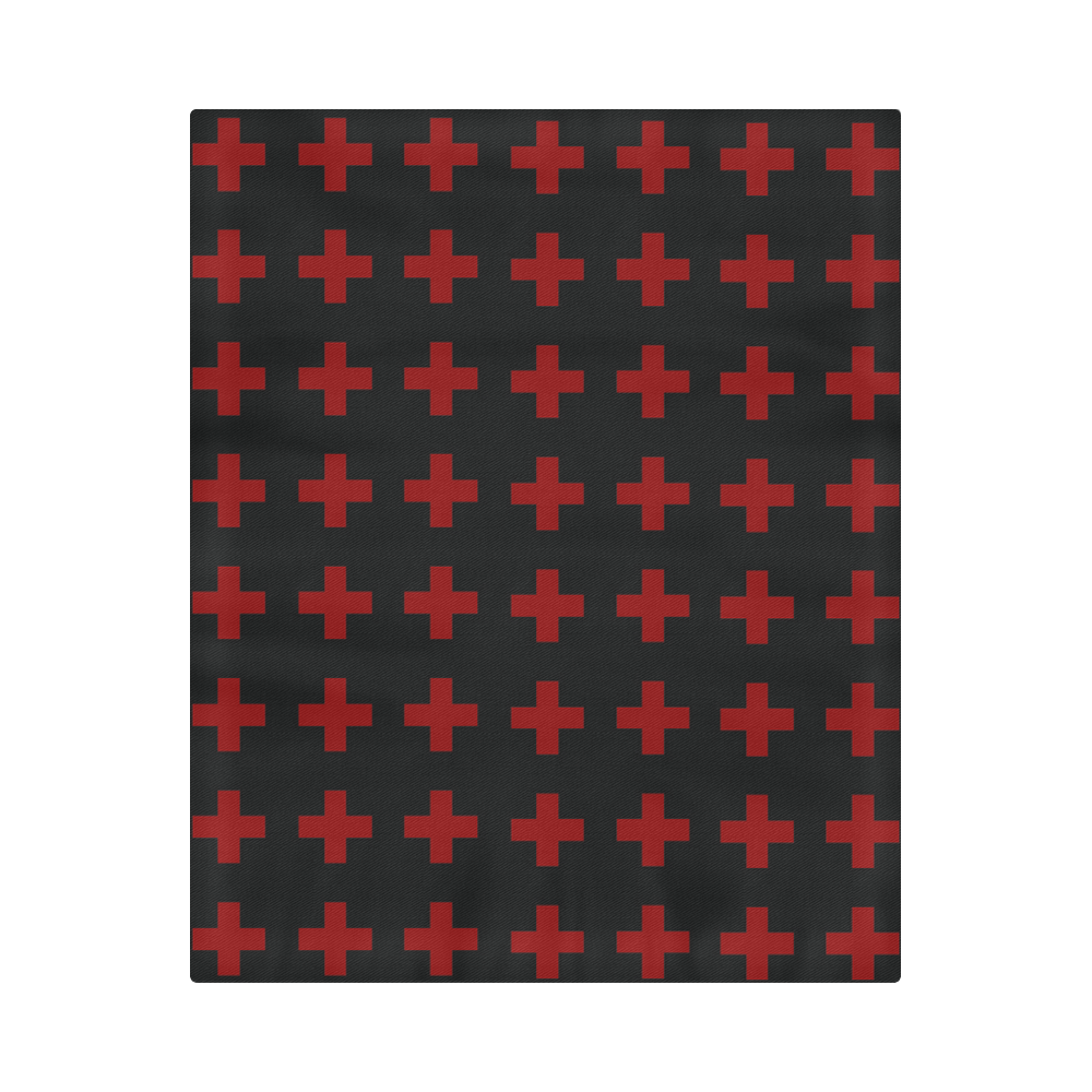 Punk Rock style Red Crosses pattern Duvet Cover 86"x70" ( All-over-print)