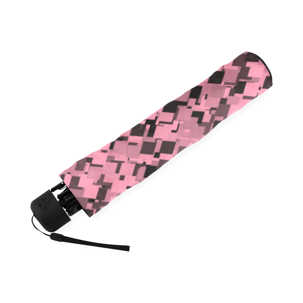 Pink and Gray Pixels Foldable Umbrella (Model U01)