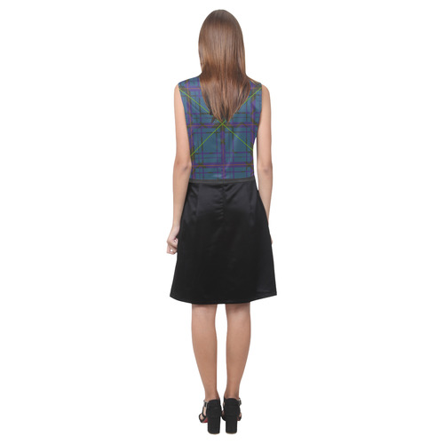 Neon Plaid modern 80's design Eos Women's Sleeveless Dress (Model D01)