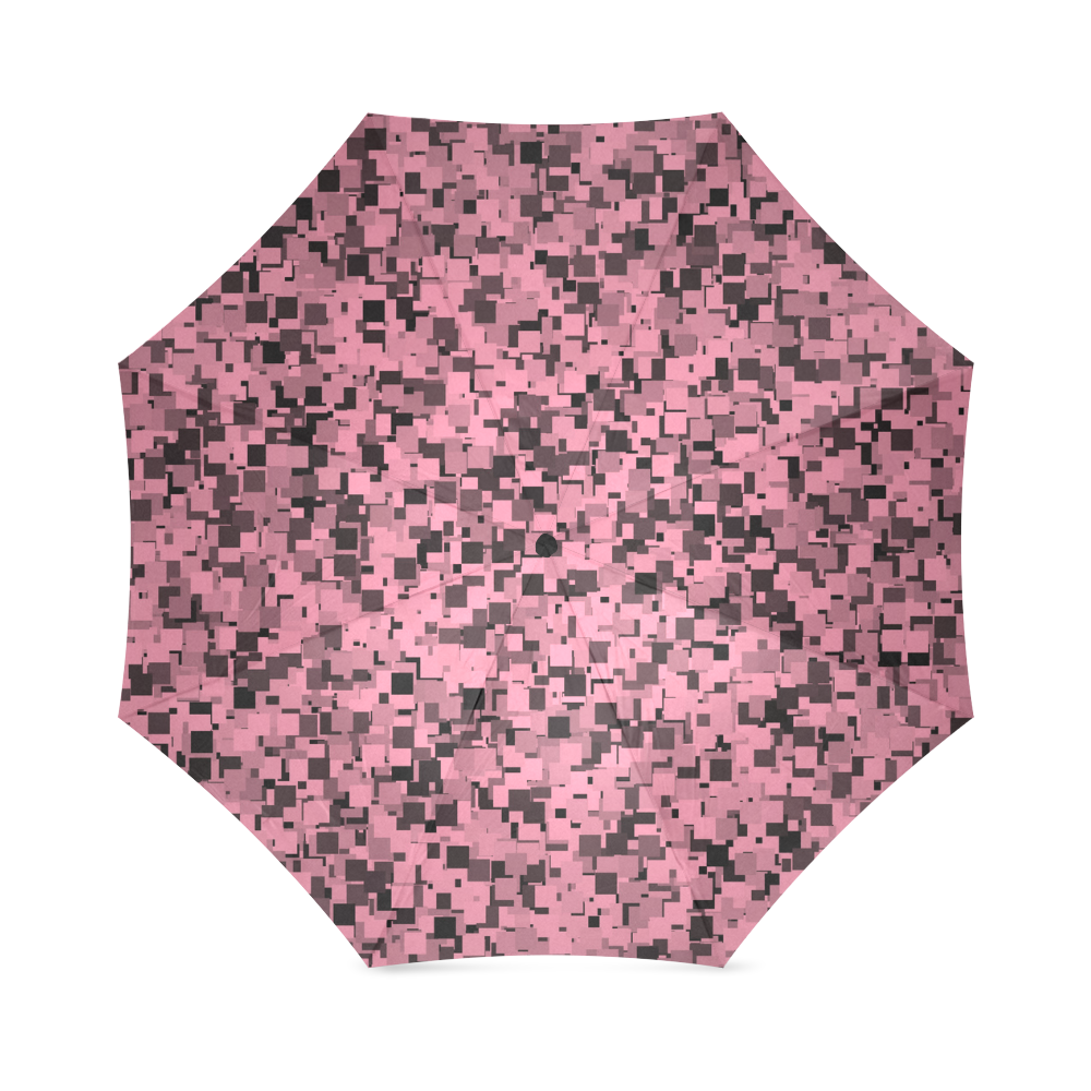 Pink and Gray Pixels Foldable Umbrella (Model U01)