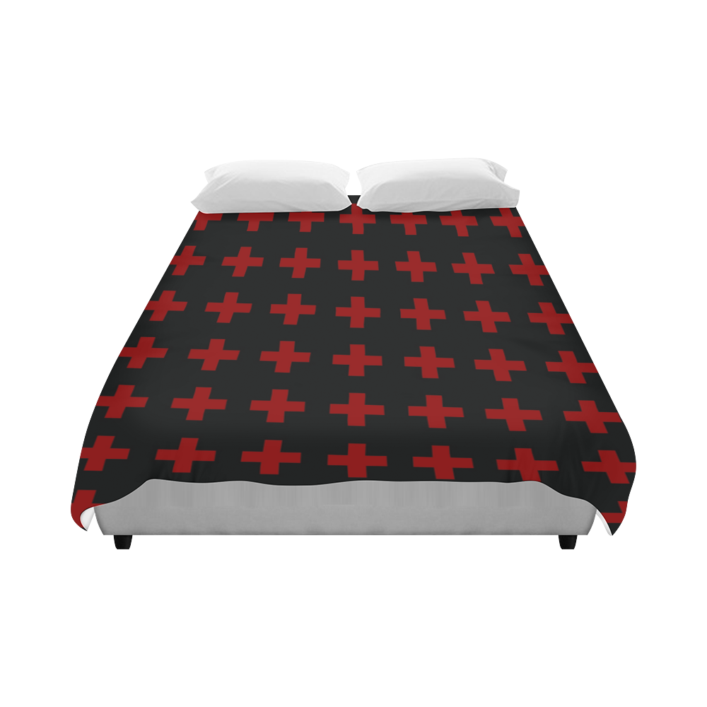 Punk Rock style Red Crosses pattern Duvet Cover 86"x70" ( All-over-print)