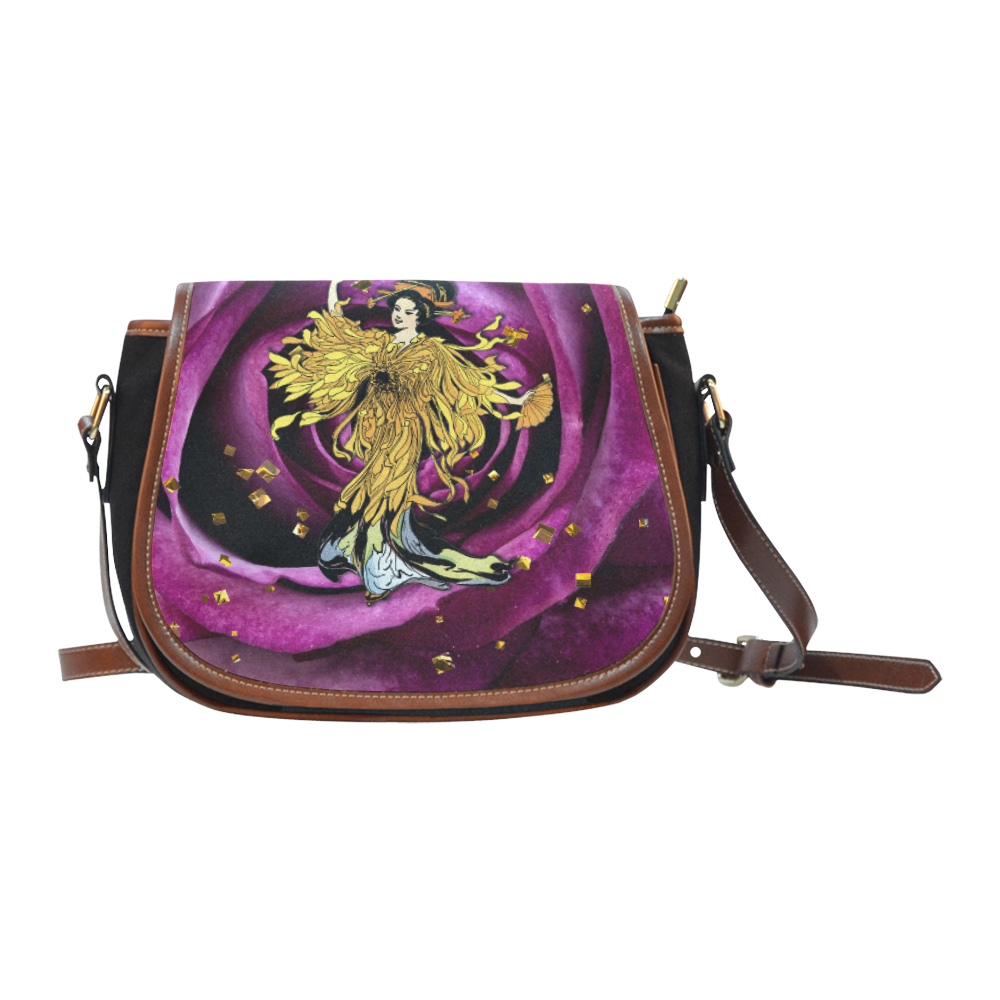 Collage _ Golden Opera _ Gloria Sanchez Saddle Bag/Small (Model 1649)(Flap Customization)