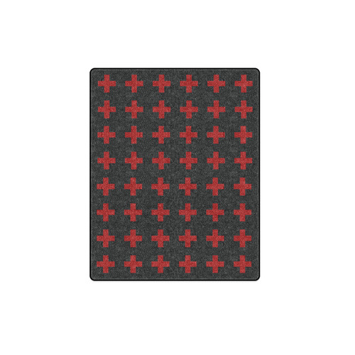 Punk Rock style Red Crosses pattern Blanket 40"x50"