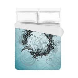 Jumping dolphin with flowers Duvet Cover 86"x70" ( All-over-print)