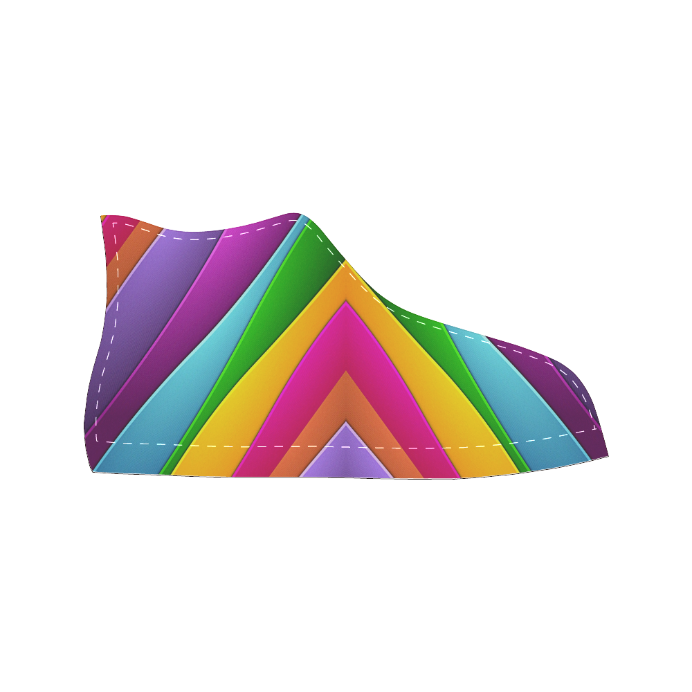 Colorful Pyramid High Top Canvas Women's Shoes/Large Size (Model 017)