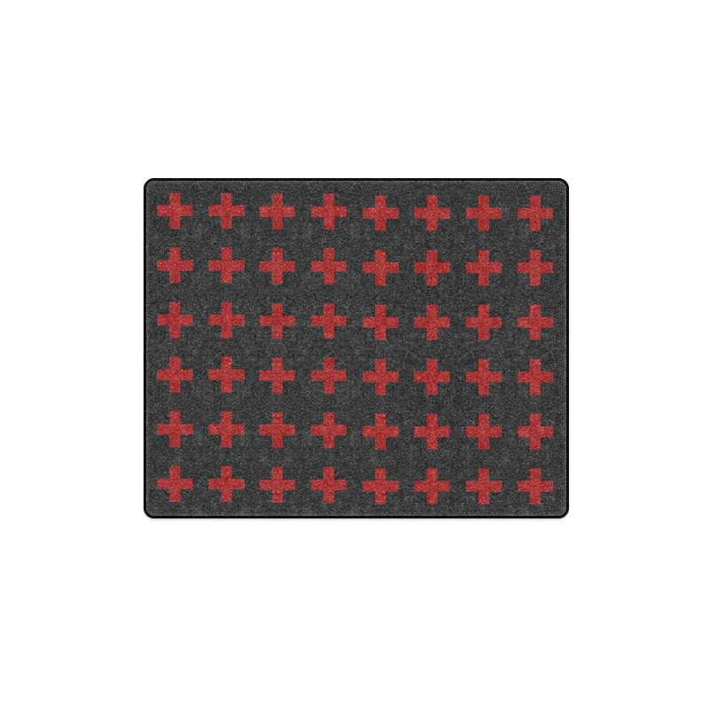 Punk Rock style Red Crosses pattern Blanket 40"x50"