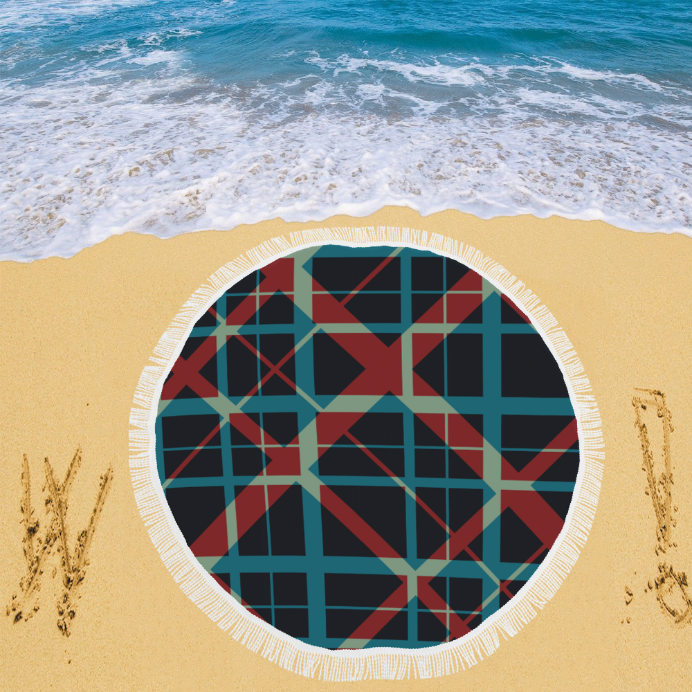 Plaid I pattern hipster style design Circular Beach Shawl 59"x 59"