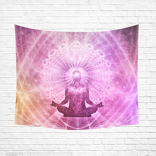 Holy Yoga Lotus Meditation Cotton Linen Wall Tapestry 60"x 51"