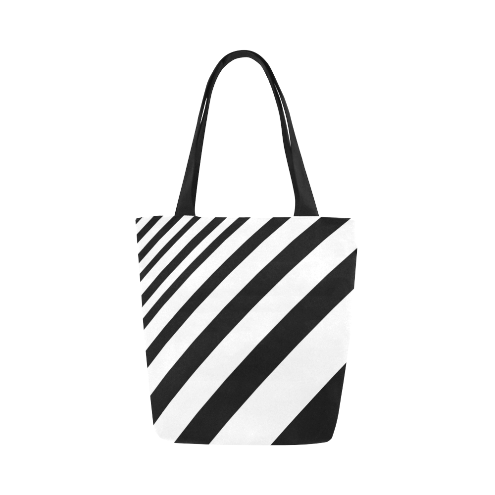 Black & White Bars Canvas Tote Bag (Model 1657)