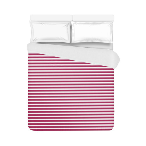 Cerise Stripes Duvet Cover 86"x70" ( All-over-print)