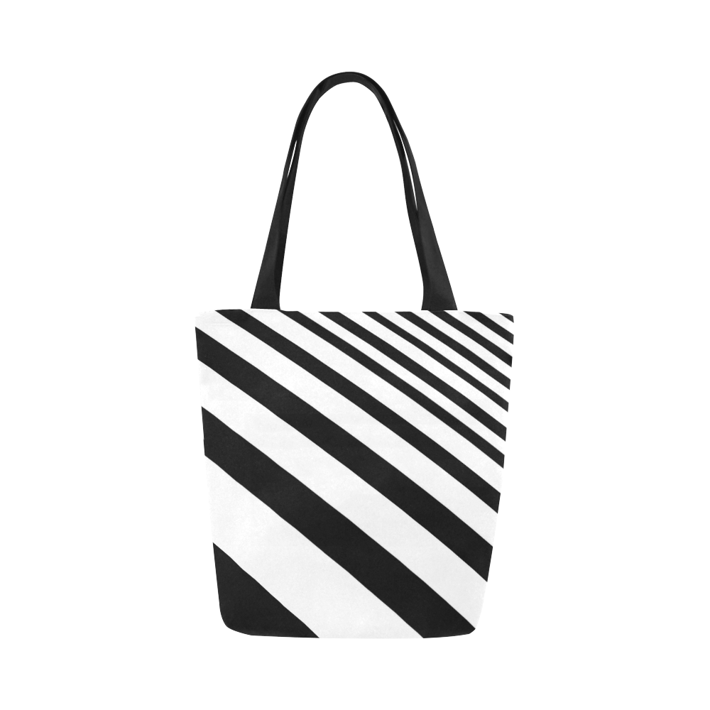 Black & White Bars Canvas Tote Bag (Model 1657)