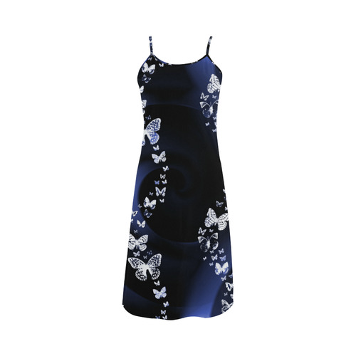 Blue Butterfly Swirl Alcestis Slip Dress (Model D05)