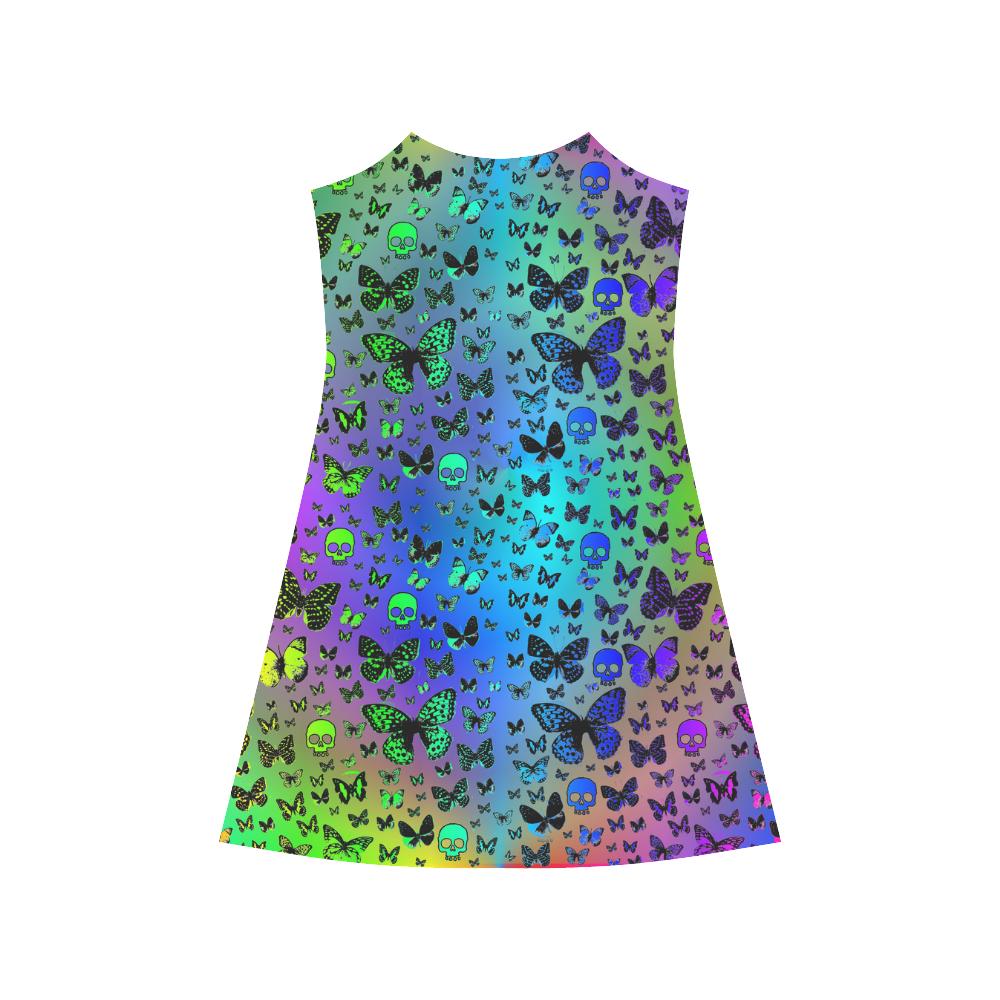 Colorful Skulls & Butterflies Alcestis Slip Dress (Model D05)