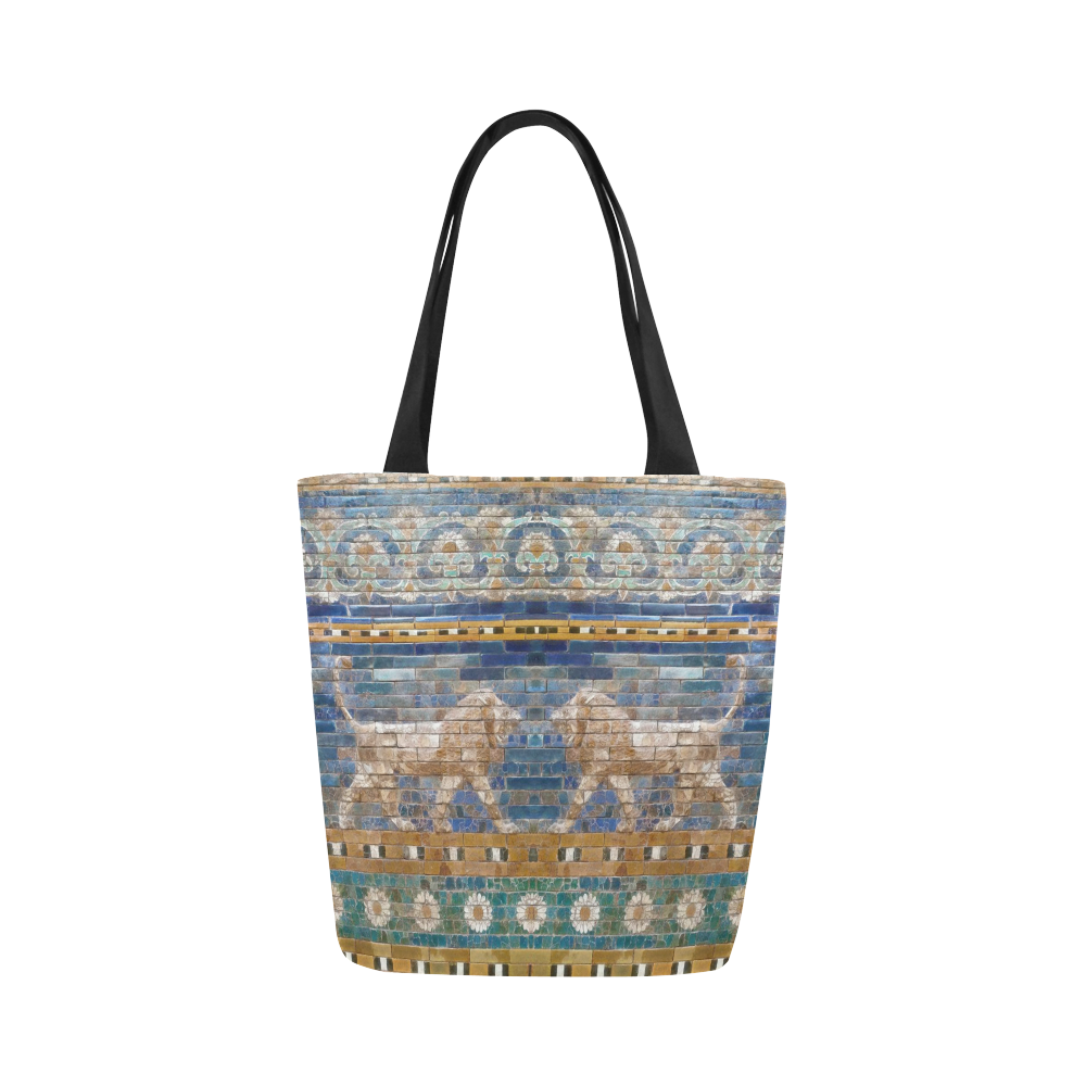Two Lions And Daisis Mosaic Canvas Tote Bag (Model 1657)