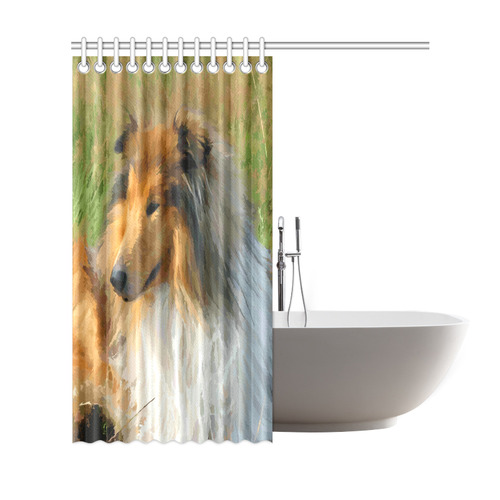 Collie Dog in Grassy Field Shower Curtain 69"x72"