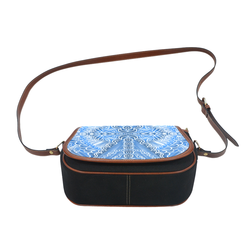 blue tile 1 Saddle Bag/Small (Model 1649)(Flap Customization)