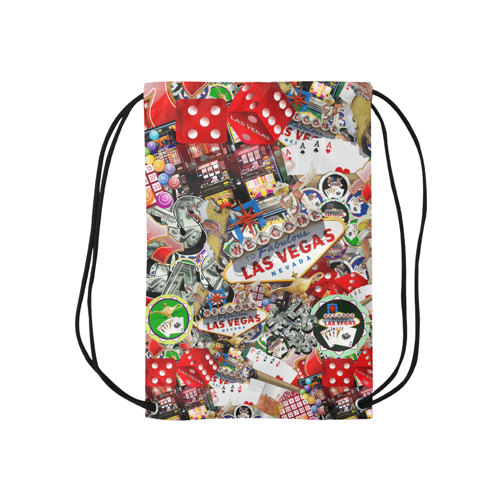 Las Vegas Icons - Gamblers Delight Small Drawstring Bag Model 1604 (Twin Sides) 11"(W) * 17.7"(H)