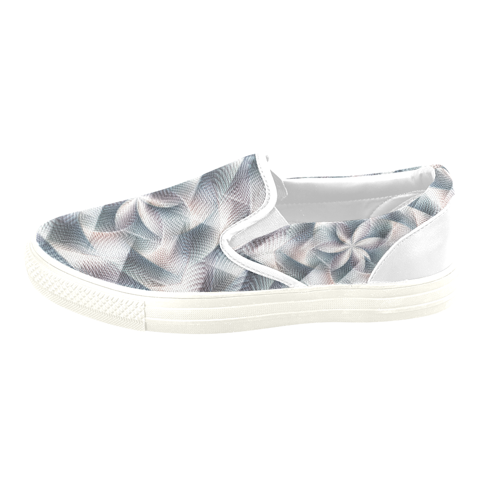 Metallic Petals - Jera Nour Women's Unusual Slip-on Canvas Shoes (Model 019)