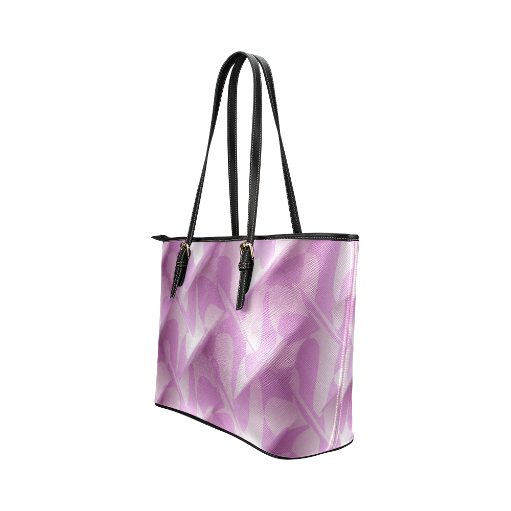 Subtle Light Purple Cubik - Jera Nour Leather Tote Bag/Large (Model 1651)