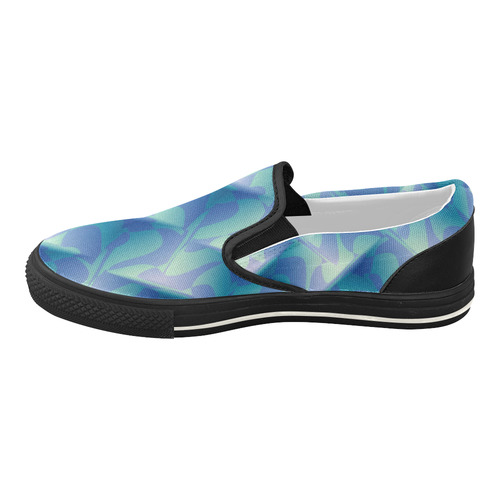 Subtle Blue Cubik - Jera Nour Women's Slip-on Canvas Shoes (Model 019)