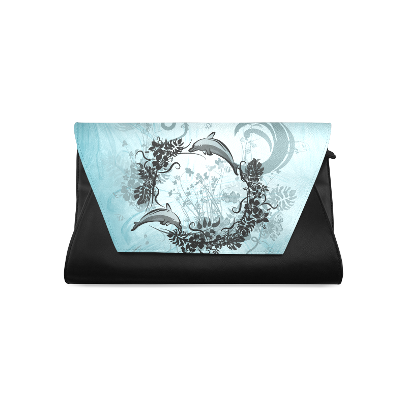 Jumping dolphin with flowers Clutch Bag (Model 1630)