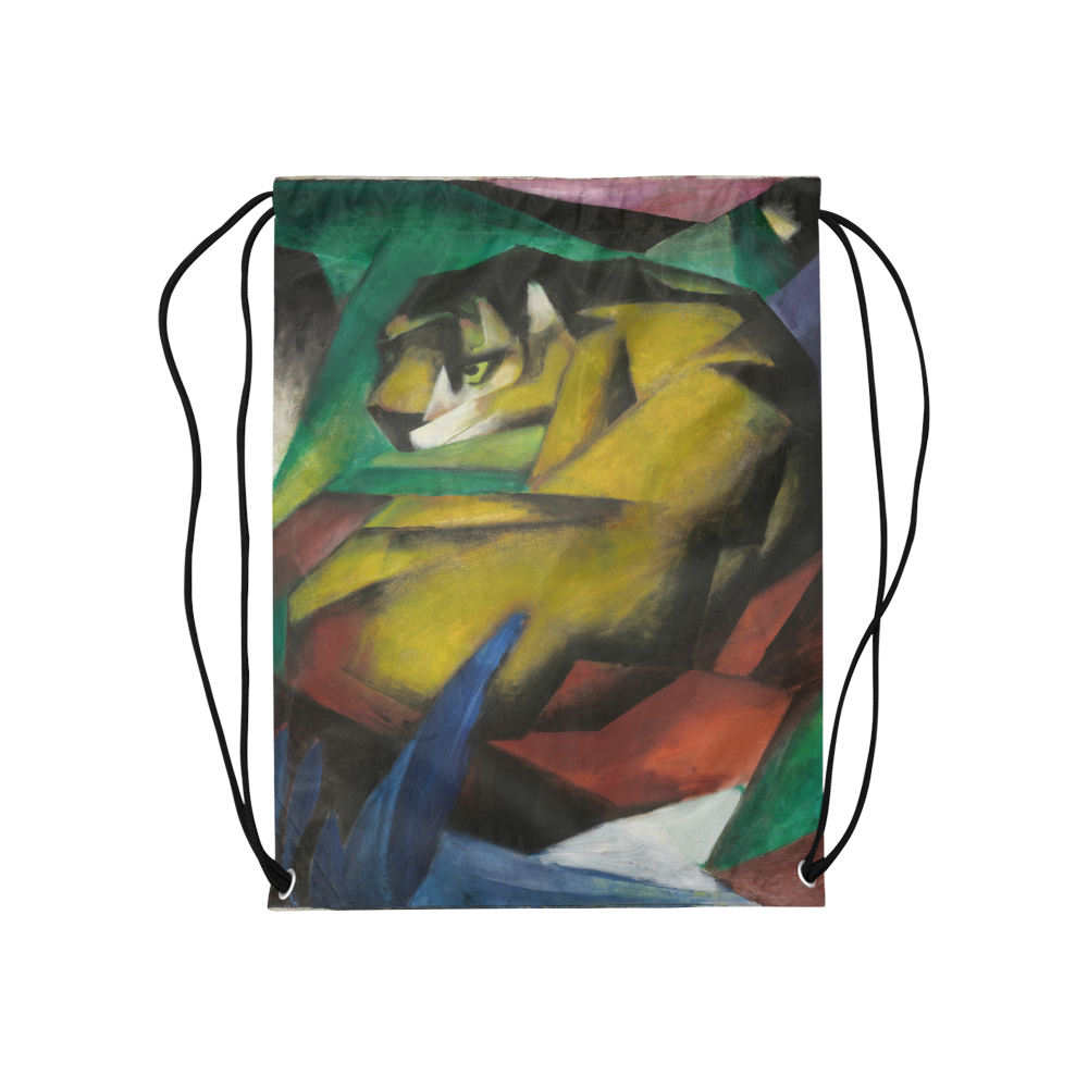 The Tiger by Franz Marc Medium Drawstring Bag Model 1604 (Twin Sides) 13.8"(W) * 18.1"(H)