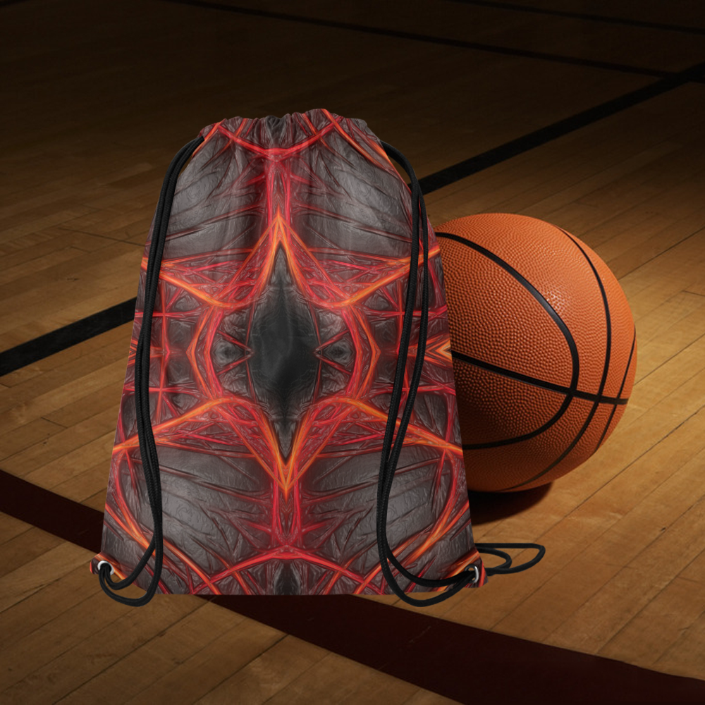 Lines of Energy and Power Medium Drawstring Bag Model 1604 (Twin Sides) 13.8"(W) * 18.1"(H)
