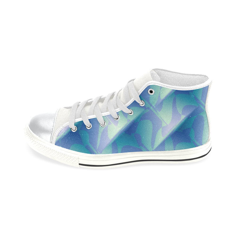 Subtle Blue Cubik - Jera Nour High Top Canvas Women's Shoes/Large Size (Model 017)