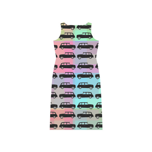 London Taxi Cab Pattern Phaedra Sleeveless Open Fork Long Dress (Model D08)