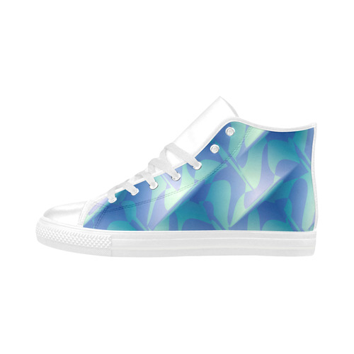 Subtle Blue Cubik - Jera Nour Aquila High Top Microfiber Leather Women's Shoes/Large Size (Model 032)