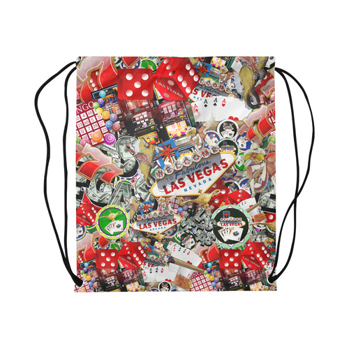 Las Vegas Icons - Gamblers Delight Large Drawstring Bag Model 1604 (Twin Sides)  16.5"(W) * 19.3"(H)