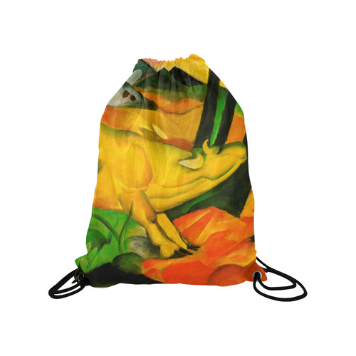 The Yellow Cow by Franz Marc Medium Drawstring Bag Model 1604 (Twin Sides) 13.8"(W) * 18.1"(H)