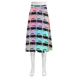 London Taxi Cab Pattern Mnemosyne Women's Crepe Skirt (Model D16)