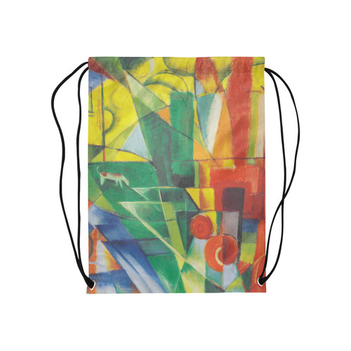 Landscape with dog, house and cow by Franz Marc Medium Drawstring Bag Model 1604 (Twin Sides) 13.8"(W) * 18.1"(H)