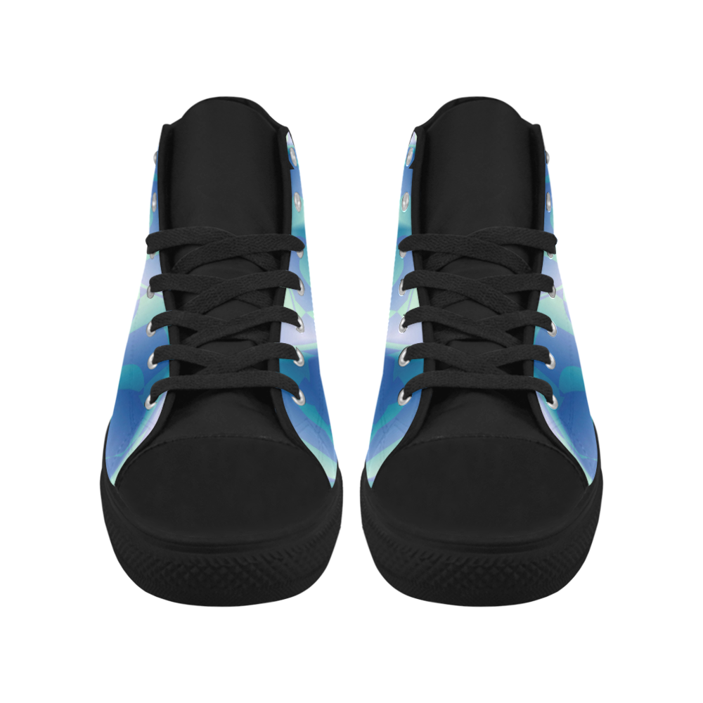 Subtle Blue Cubik - Jera Nour Aquila High Top Microfiber Leather Men's Shoes (Model 032)