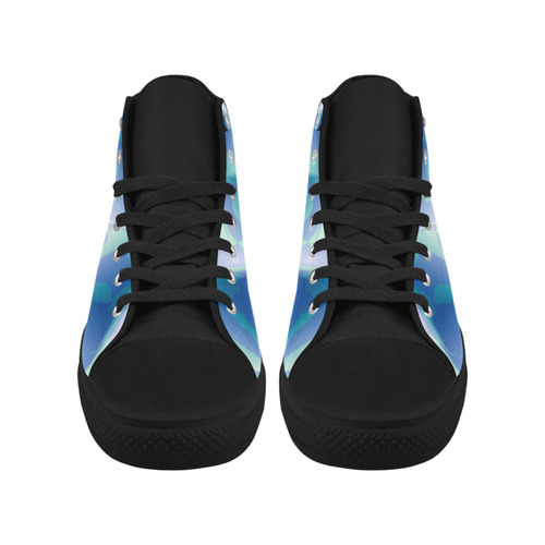 Subtle Blue Cubik - Jera Nour Aquila High Top Microfiber Leather Men's Shoes (Model 032)