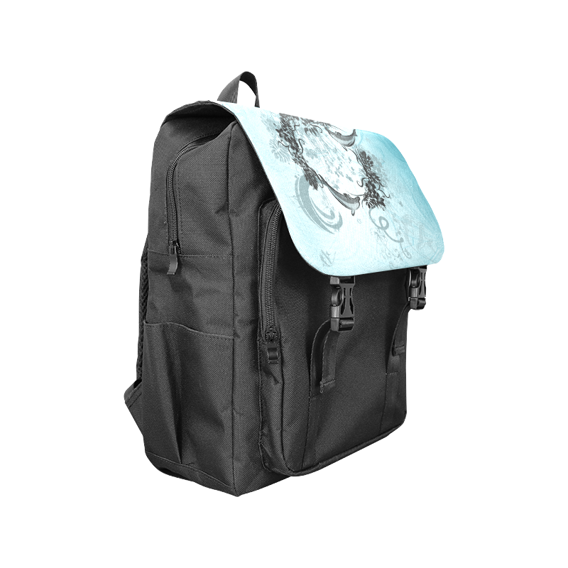 Jumping dolphin with flowers Casual Shoulders Backpack (Model 1623)